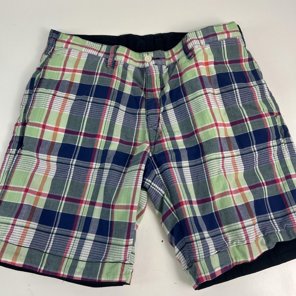 Polo By Ralph Lauren Shorts Mens 34 Navy Plaid Reversible Madras Chino Casual